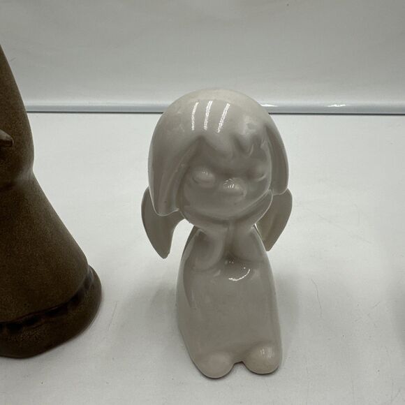 Lot 3 Howard Pierce Woman Basket Figurine 9" Porcelain Girl W Bird Sitting Angel - Picture 3 of 10